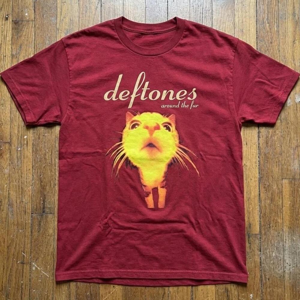 Deftones Around The Fur T Shirt Maroon Cat Graphic Nu Metal Band Tee
